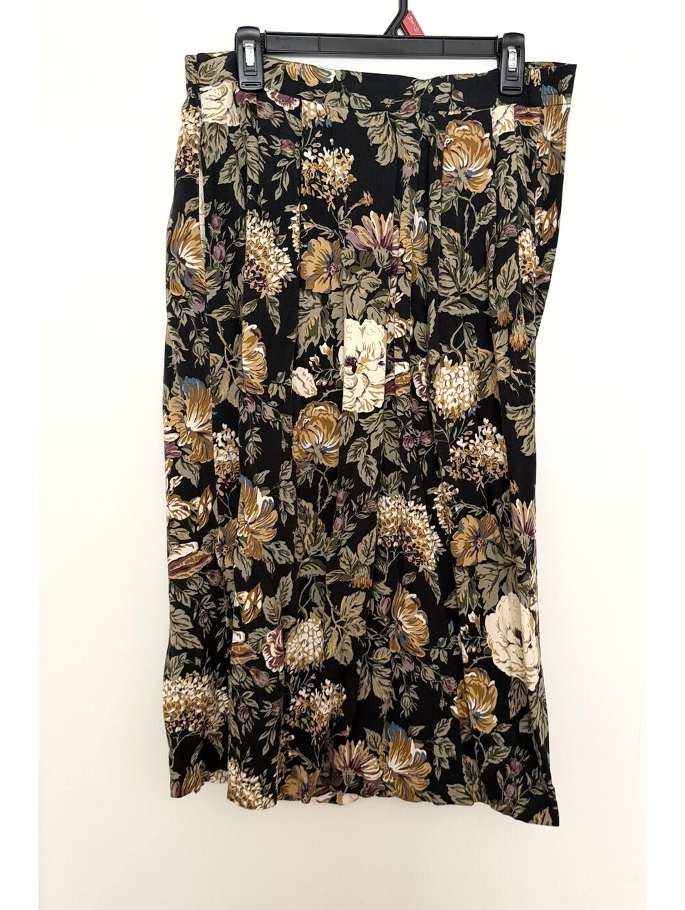 Vintage Sag Harbor Black Floral Print Skirt